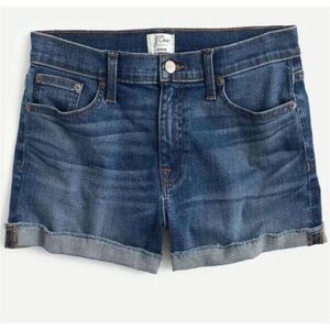 J Crew Merrill Cut Off Folded Cuff Denim Jean Shorts Size 26 Medium Wash Stretch